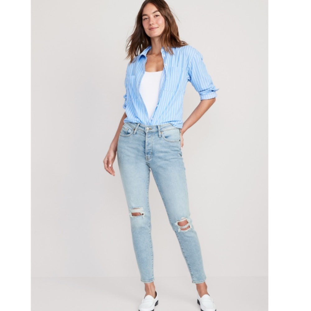 High waisted straight jeans